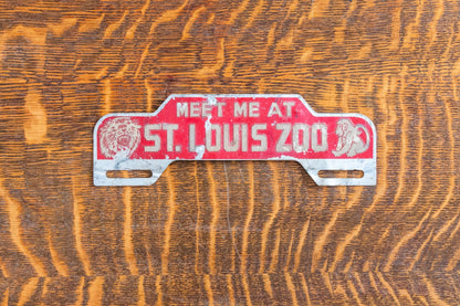 Vintage St. Louis Zoo Smaltz License Plate Topper Red Missouri