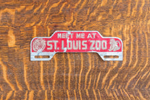 Load image into Gallery viewer, Vintage St. Louis Zoo Smaltz License Plate Topper Red Missouri
