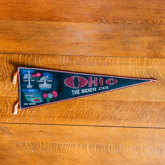 Ohio Black Pennant Vintage Buckeye State Wall Decor
