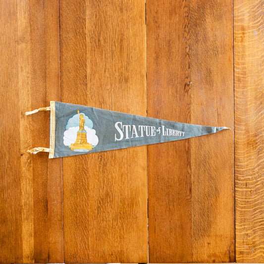 Statue of Liberty Gray Felt Pennant Vintage New York Wall Hanging Decor