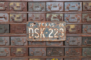 1966 Texas License Plate Vintage Black and White Wall Decor