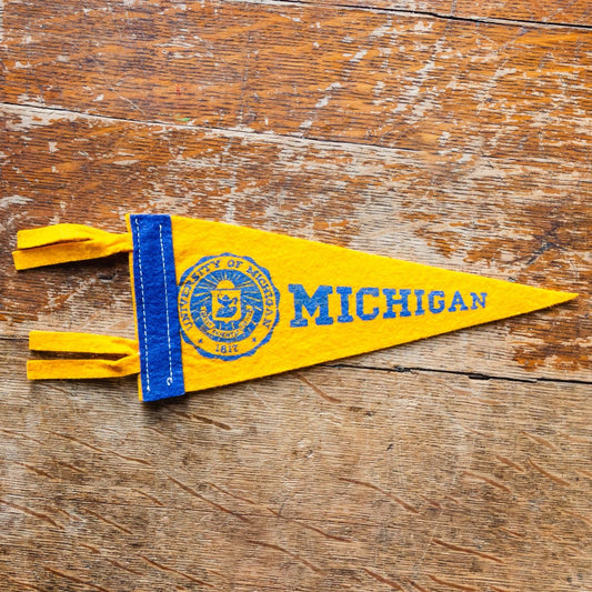 University of Michigan Felt Pennant Vintage Mini Maize Dorm Decor