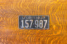 Load image into Gallery viewer, 1937 Utah License Plate Vintage Black White Wall Decor
