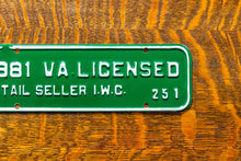 Load image into Gallery viewer, 1981 Virginia Seller License Plate Vintage Green Wall Decor 251
