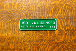 1981 Virginia Seller License Plate Vintage Green Wall Decor 251