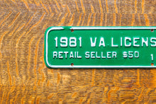 Load image into Gallery viewer, 1981 Virginia Seller License Plate Vintage Green Wall Decor 1065
