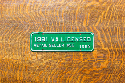 1981 Virginia Seller License Plate Vintage Green Wall Decor 1065
