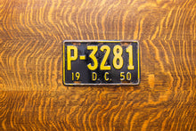 Load image into Gallery viewer, 1950 Washington DC License Plate P-3281 District Columbia
