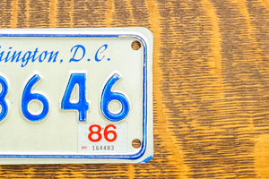 1985 Washington DC Motorcycle License Plate N8646 District Columbia Tag 1986