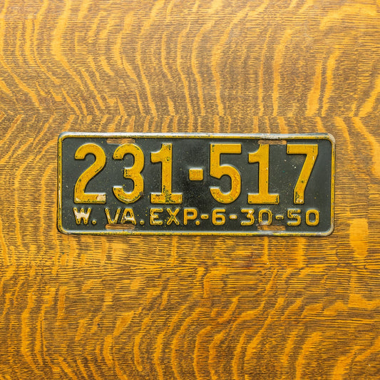 1950 West Virginia License Plate Vintage Black Wall Decor 231517
