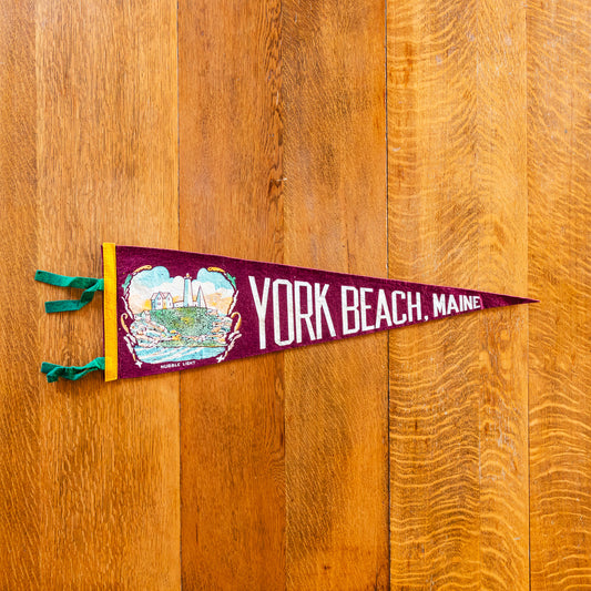 York Beach Maine Felt Pennant Vintage Light House Wall Decor