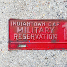 Load image into Gallery viewer, 1940s Era Indiantown Gap Pennsylvania License Plate Topper Military Fort Reserve
