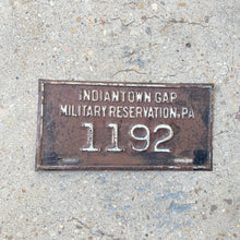 Load image into Gallery viewer, 1930s Era Indiantown Gap Pennsylvania License Plate Topper Military Fort Reserve
