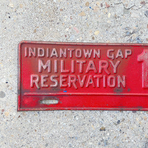 1940s Era Indiantown Gap Pennsylvania License Plate Topper Military Fort Reserve