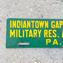 Load image into Gallery viewer, 1960s Era Indiantown Gap Pennsylvania License Plate Topper Military Fort Reserve
