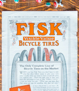 1917 Fisk Tire Ad Vintage Bike Automobile Ephemera