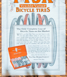 1917 Fisk Tire Ad Vintage Bike Automobile Ephemera