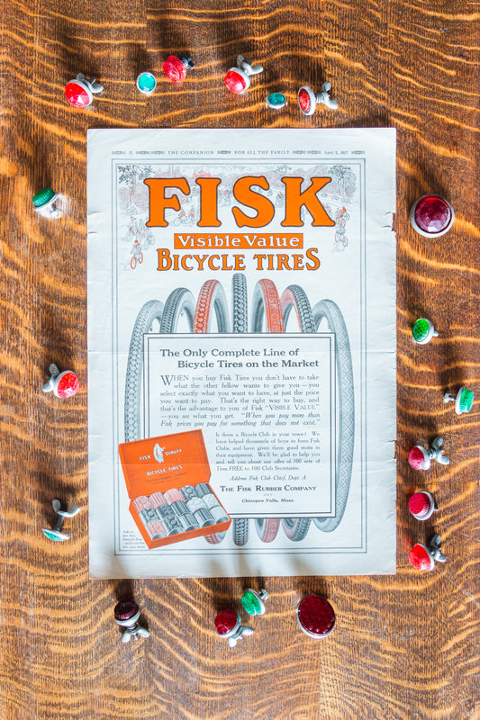 1917 Fisk Tire Ad Vintage Bike Automobile Ephemera