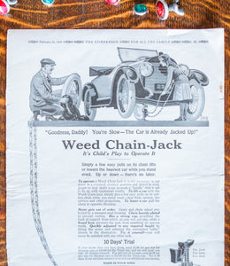 1918 Weed Chains Car Ad Vintage American Chain Co. Automobile Ephemera