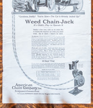 Load image into Gallery viewer, 1918 Weed Chains Car Ad Vintage American Chain Co. Automobile Ephemera
