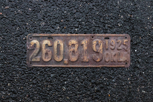 1925 Oklahoma License Plate Vintage Rustic Wall Decor