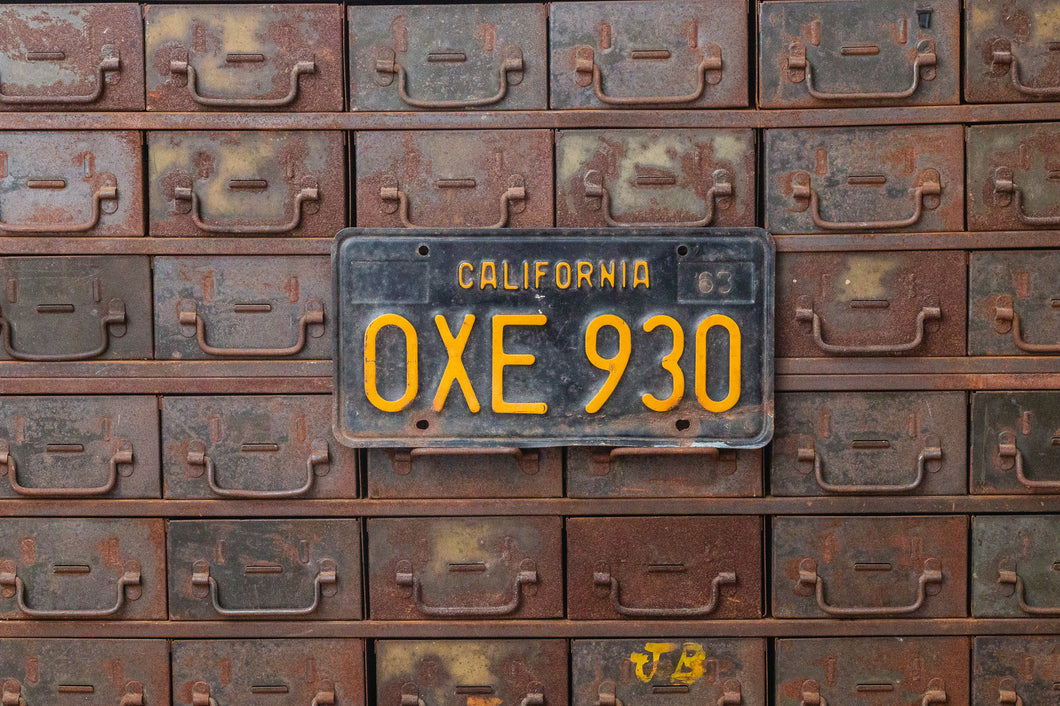 California 1963 License Plate Vintage Wall Hanging Decor OXE 930 - Eagle's Eye Finds