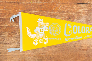 1972 University of Colorado Gator Bowl Pennant Vintage Gold College Sports Decor