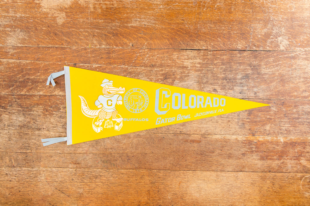 1972 University of Colorado Gator Bowl Pennant Vintage Gold College Sports Decor