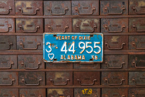 Alabama 1958 License Plate Vintage Blue and White Heart of Dixie - Eagle's Eye Finds