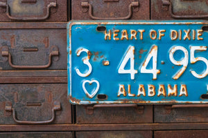 Alabama 1958 License Plate Vintage Blue and White Heart of Dixie - Eagle's Eye Finds