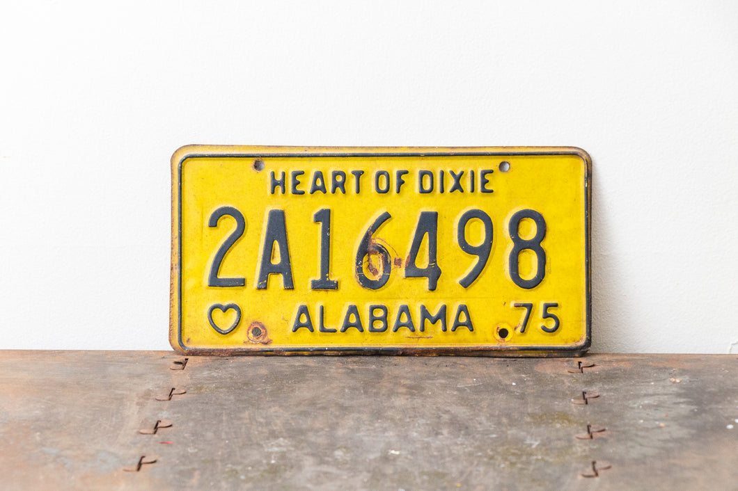 Alabama 1975 License Plate Vintage Yellow Heart of Dixie - Eagle's Eye Finds