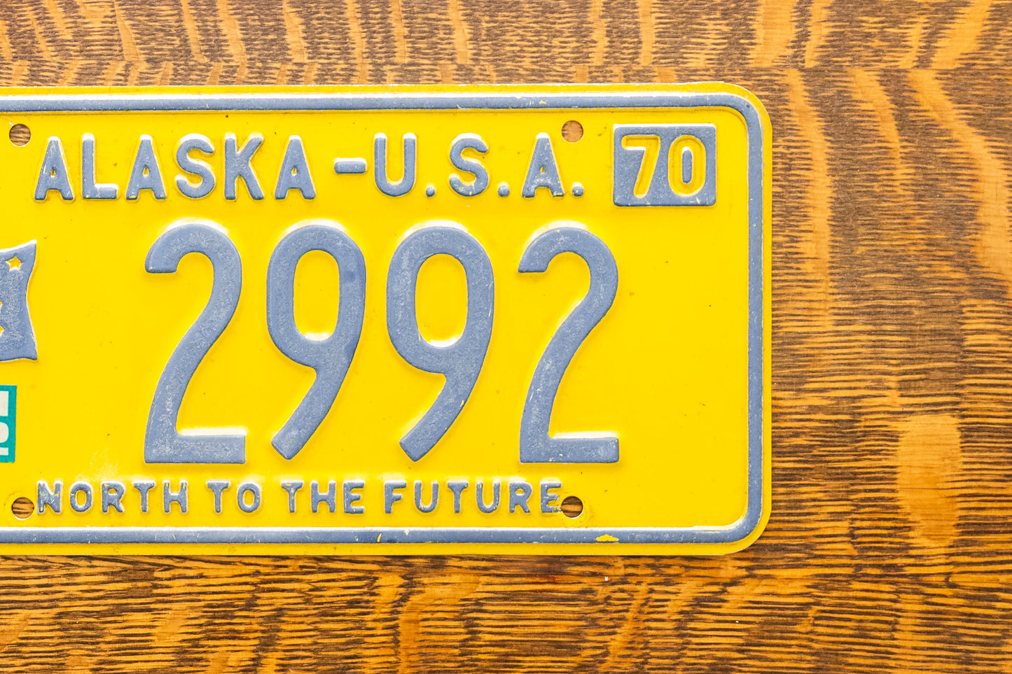 1970 Alaska License Plate Vintage Low Number 2992 Palindrome