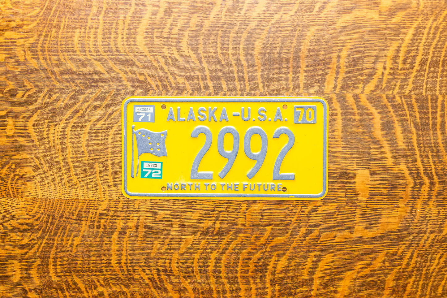 1970 Alaska License Plate Vintage Low Number 2992 Palindrome