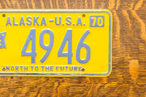 1970 Alaska License Plate Vintage Low Number 4946
