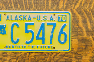 1971 Alaska License Plate Vintage Yellow Decor C5476
