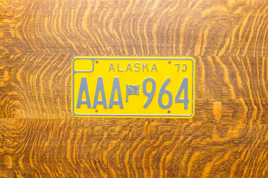 1973 Alaska License Plate Vintage Yellow Wall Decor AAA 964