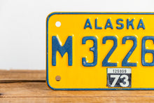 Load image into Gallery viewer, Alaska 1973 Motorcycle License Plate Vintage Wall Hanging Decor - Eagle&#39;s Eye Finds
