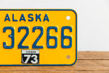 Load image into Gallery viewer, Alaska 1973 Motorcycle License Plate Vintage Wall Hanging Decor - Eagle&#39;s Eye Finds
