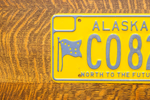 1974 Alaska License Plate Vintage Yellow Decor C0820