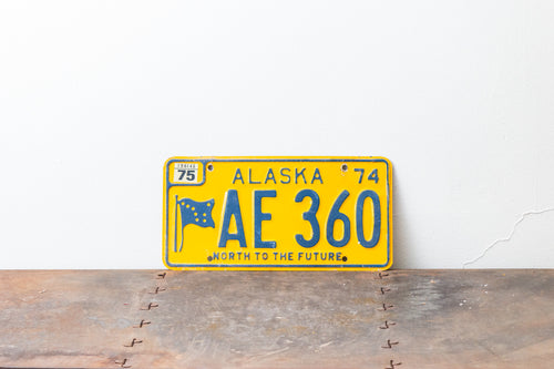 Alaska 1974 License Plate Vintage Yellow Wall Decor AE360 - Eagle's Eye Finds