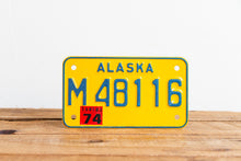 Load image into Gallery viewer, Alaska 1974 Motorcycle License Plate Vintage Wall Hanging Decor - Eagle&#39;s Eye Finds
