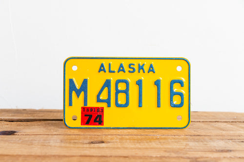 Alaska 1974 Motorcycle License Plate Vintage Wall Hanging Decor - Eagle's Eye Finds