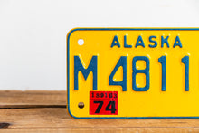 Load image into Gallery viewer, Alaska 1974 Motorcycle License Plate Vintage Wall Hanging Decor - Eagle&#39;s Eye Finds
