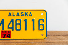 Load image into Gallery viewer, Alaska 1974 Motorcycle License Plate Vintage Wall Hanging Decor - Eagle&#39;s Eye Finds
