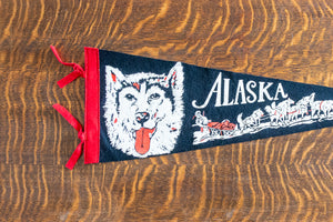 Alaska Husky Iditarod Felt Pennant Vintage Black Wall Decor