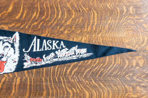 Alaska Husky Iditarod Felt Pennant Vintage Black Wall Decor