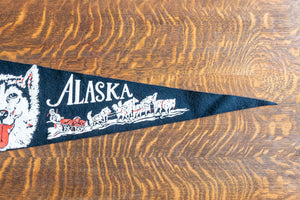 Alaska Husky Iditarod Felt Pennant Vintage Black Wall Decor