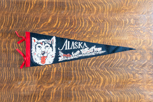 Alaska Husky Iditarod Felt Pennant Vintage Black Wall Decor