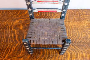 Rustic Americana Small Chair Vintage Wood and Wicker