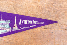 Load image into Gallery viewer, Battle of Antietam Maryland Felt Pennant Vintage Purple Wall Decor - Eagle&#39;s Eye Finds
